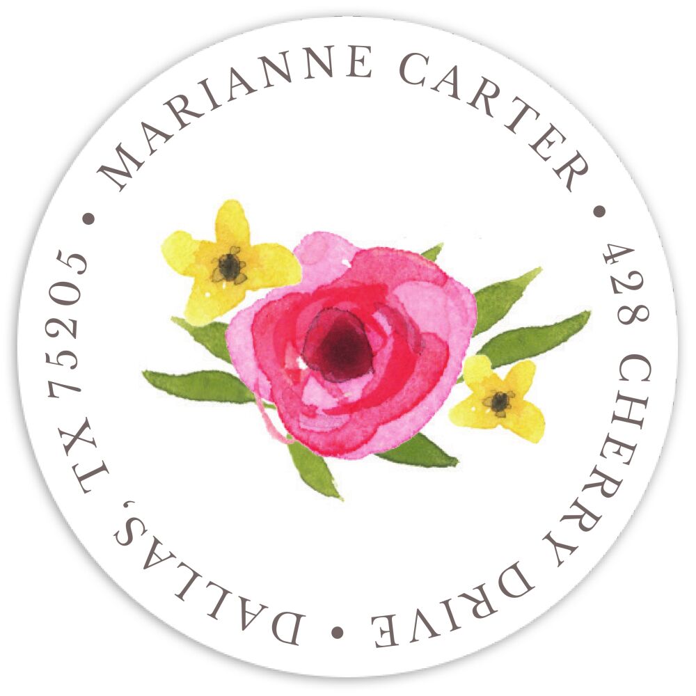 Floral Motif Round Address Sticky