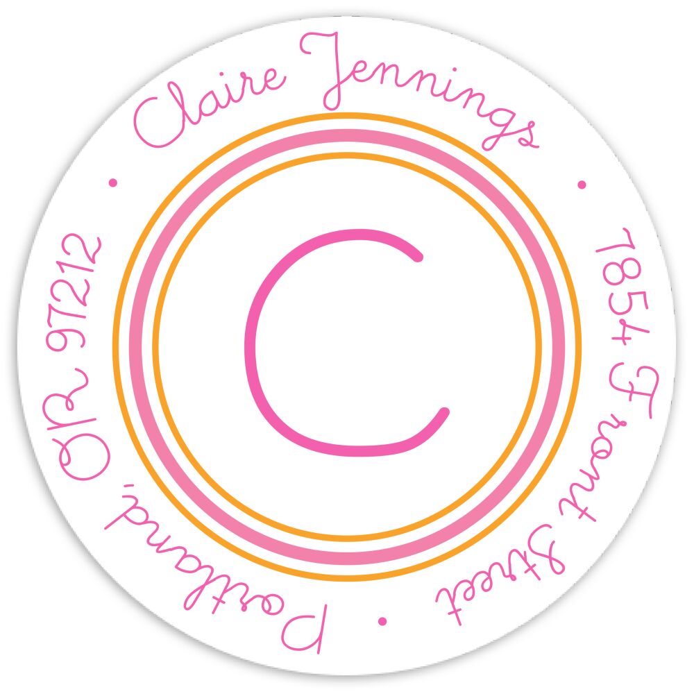 Lined Up - Pink Round Address Sticky
