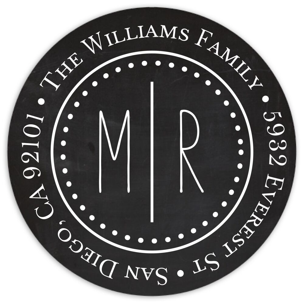 Chalkboard Dinner Round Address Sticky