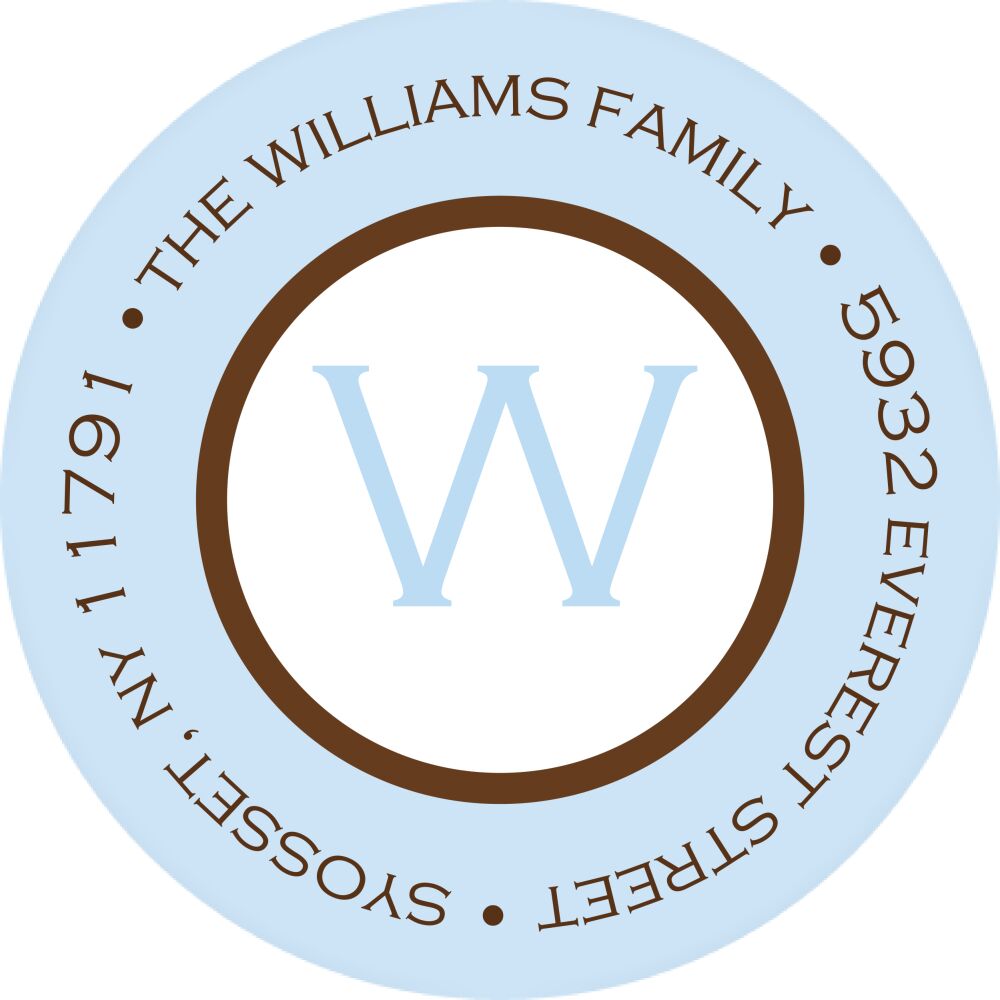 Classic Border - Blue Round Address Sticky