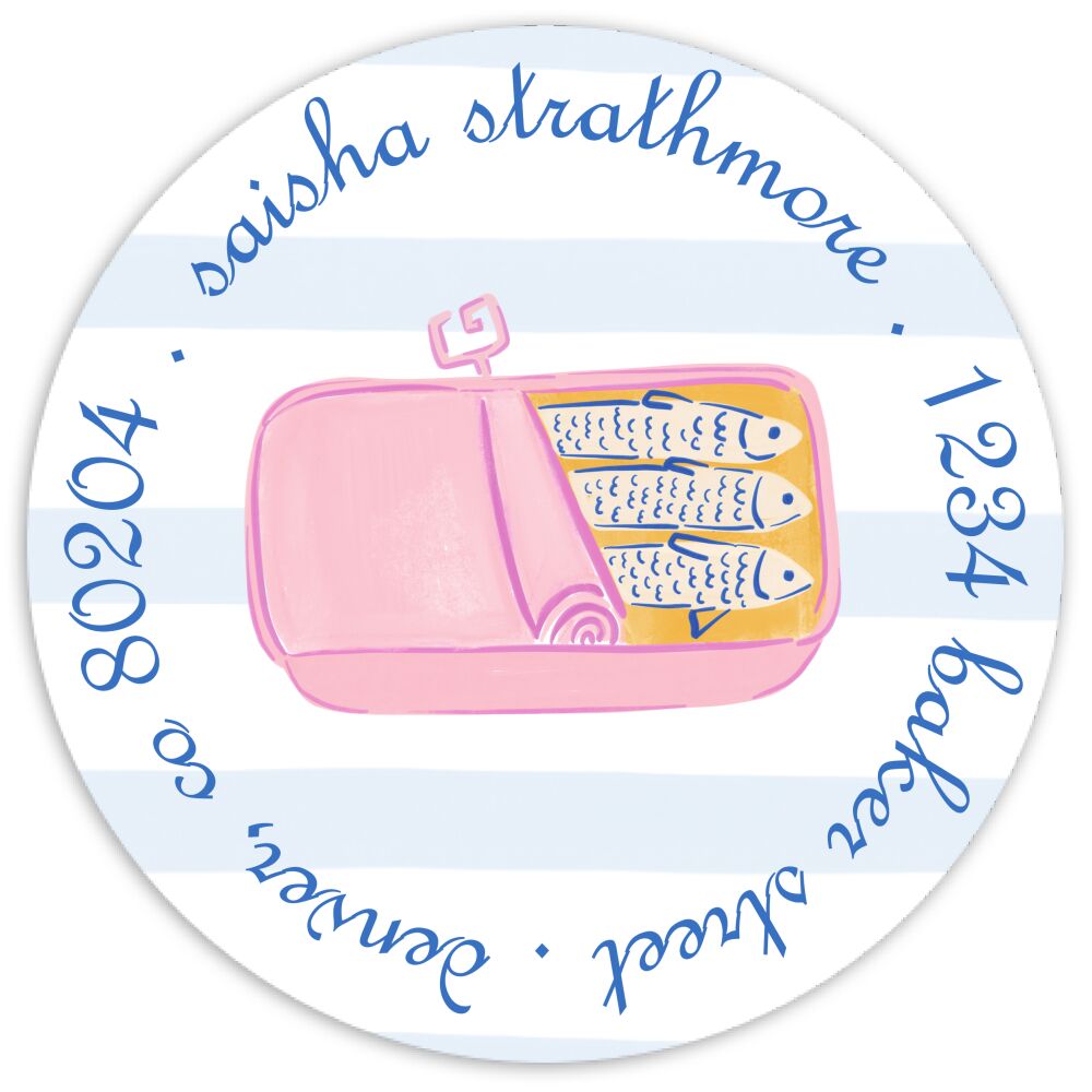 Sardine Stripes Round Address Sticky