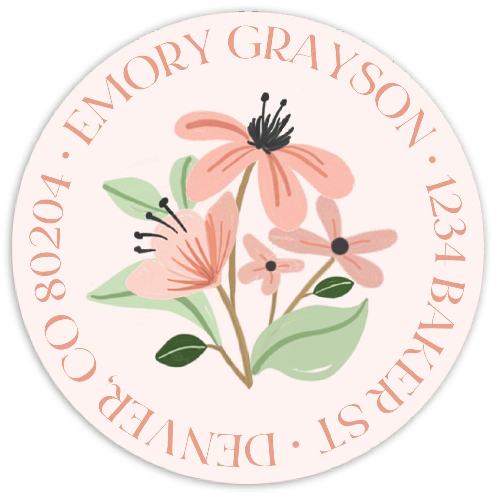 Trellised Fleur Round Address Sticky