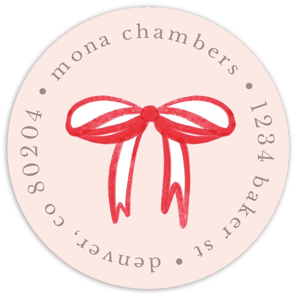 Noted Bow Round Address Sticky