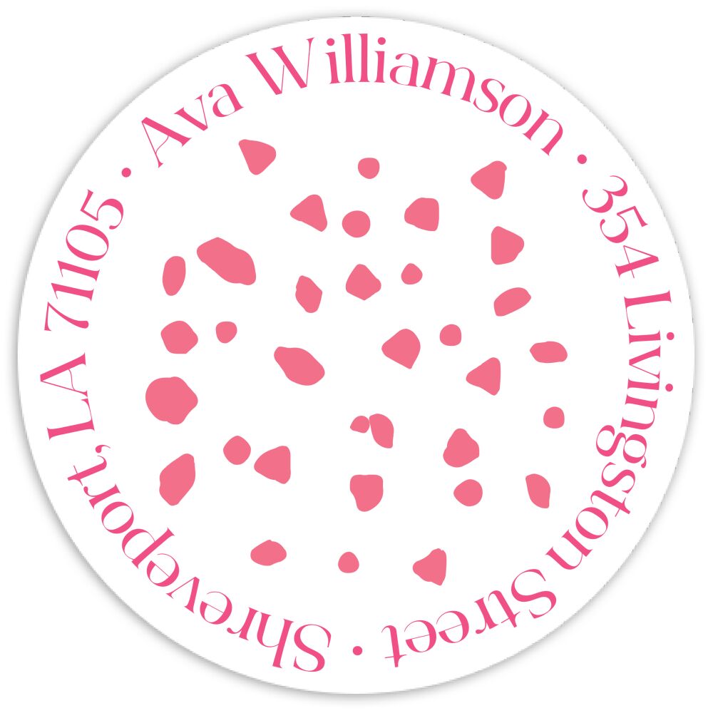 Dancing Dots Round Address Sticky 