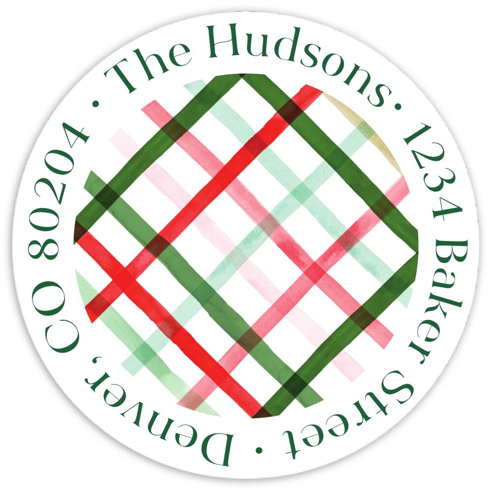 Plaid Tidings Return Address Sticky