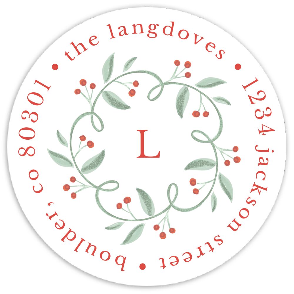 Flourished Berries Return Address Sticky