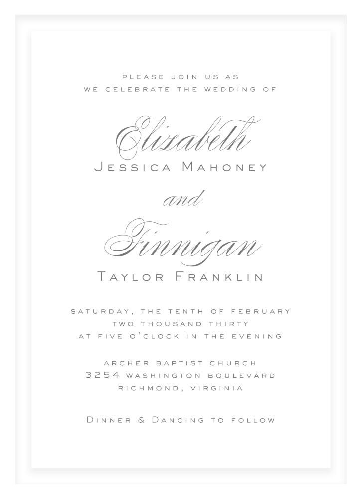 Bold Border Blind Debossed Invitation