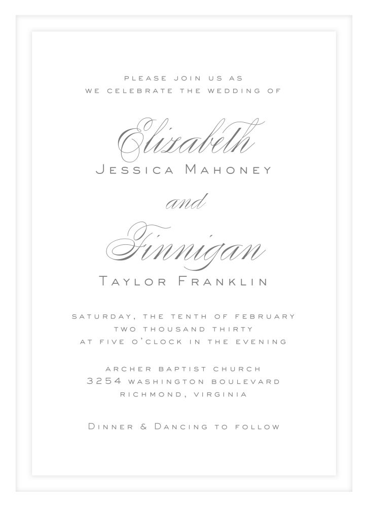 Bold Border Blind Debossed Invitation
