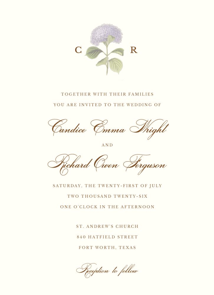 Hydrangea Bloom Invitation