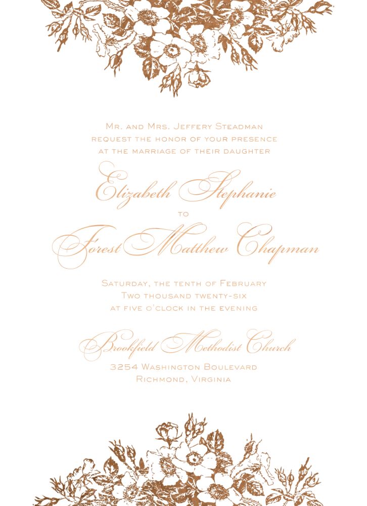 Bouquet Border Foil Pressed Invitation