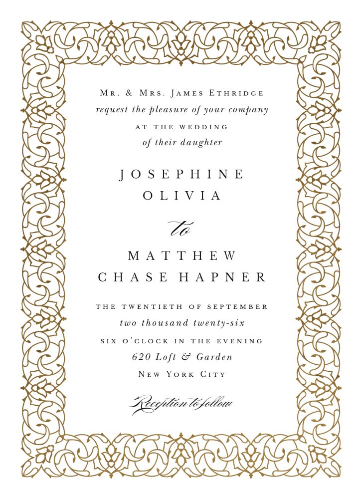 Fleur Border Foil Pressed Invitation