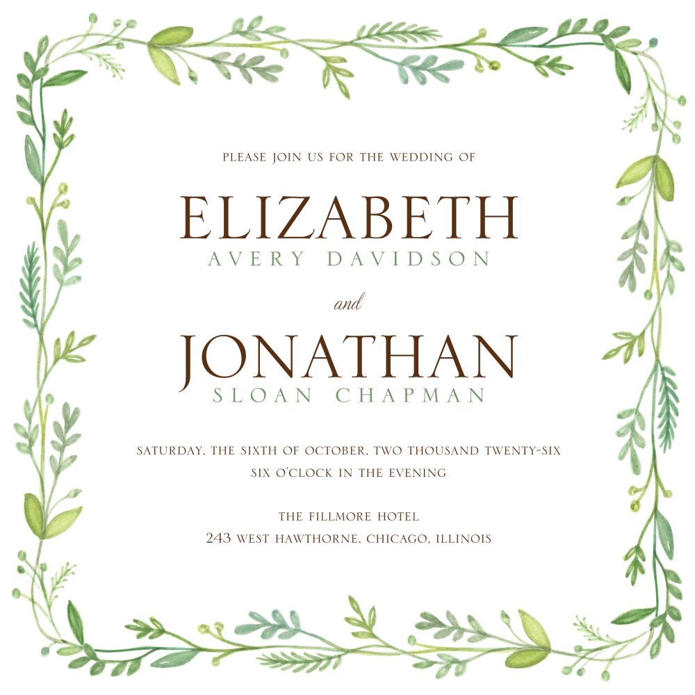 French Garden Wedding Invitation