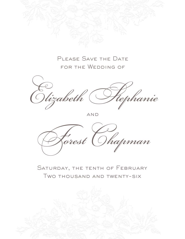 Bouquet Border Blind Debossed Save the Date Card
