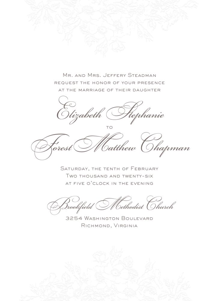 Bouquet Border Blind Debossed Invitation