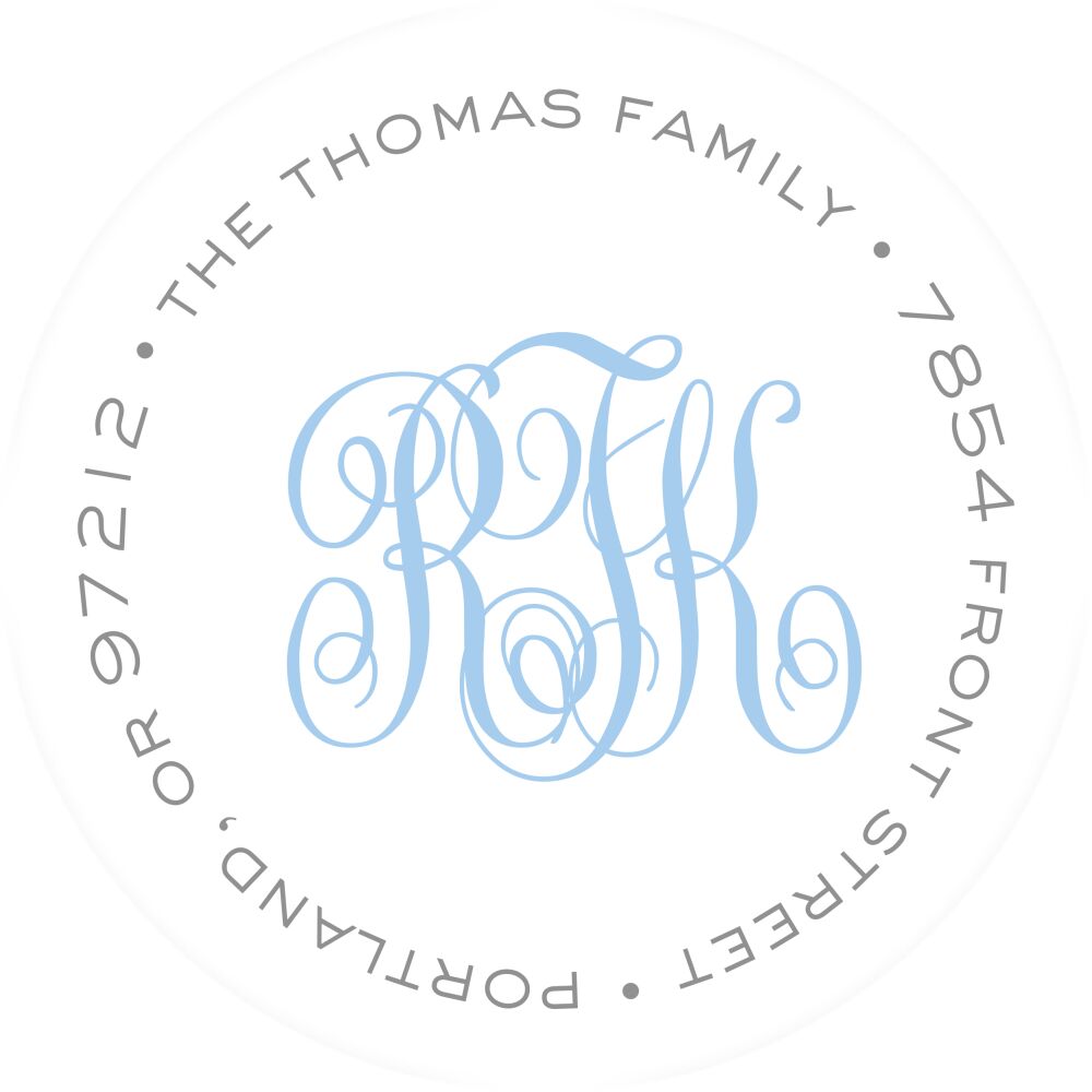Simple Border - Blue Round Address Sticky