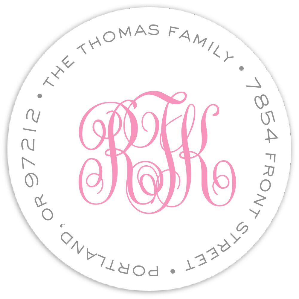 Simple Border - Pink Round Address Sticky