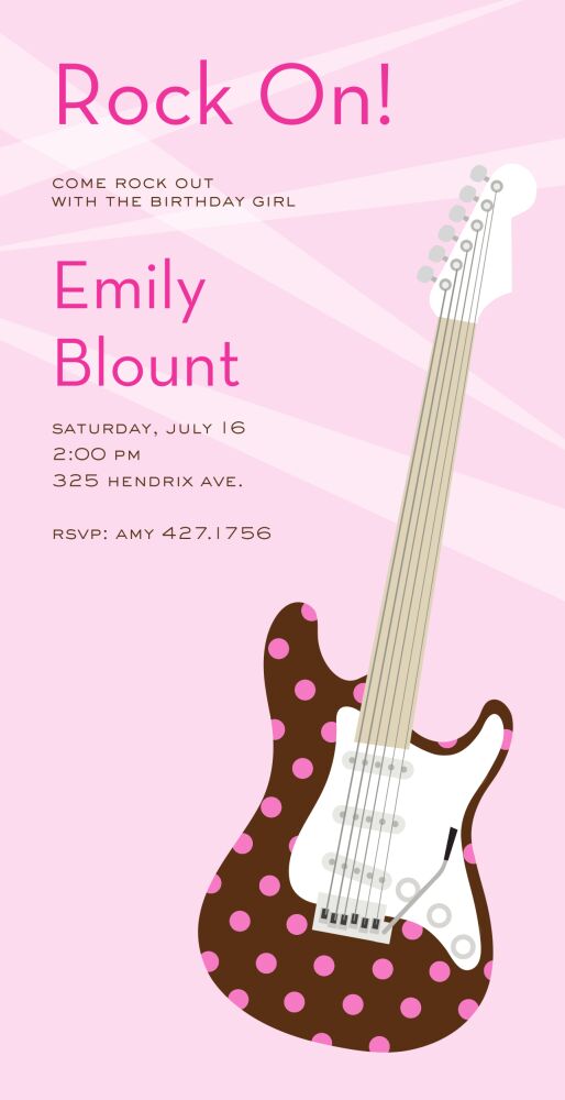 Let's Rock Pink Party Invitation