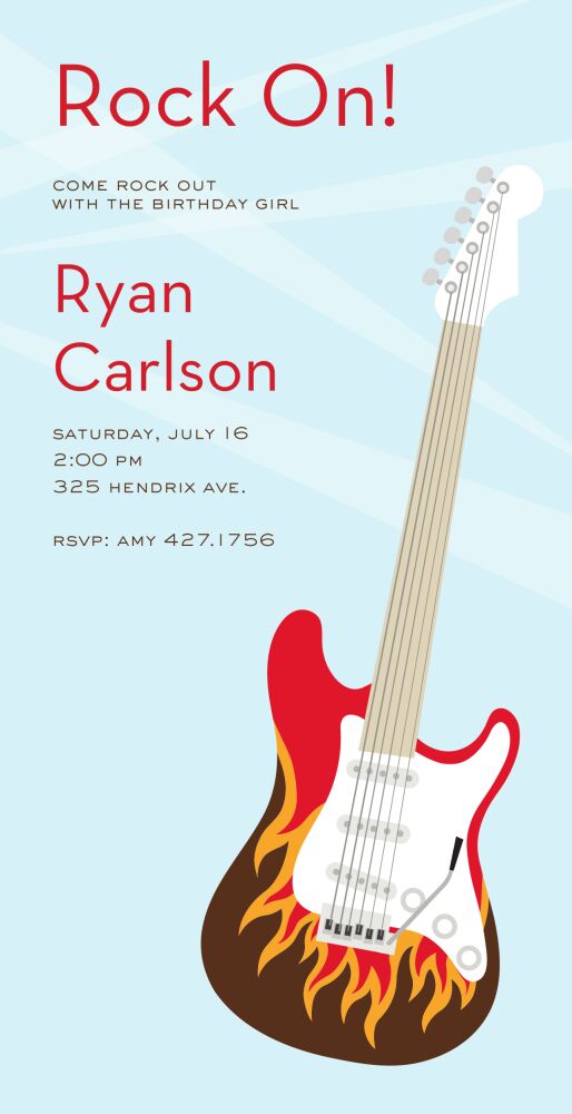 Let's Rock Blue Party Invitation