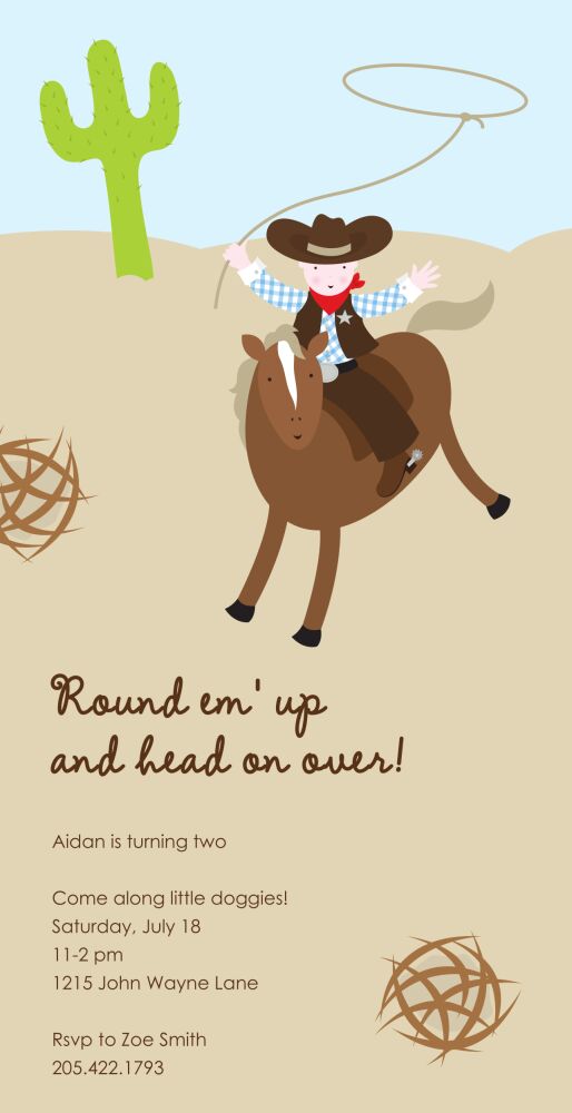 Round 'Em Up Cowboy Party Invitation