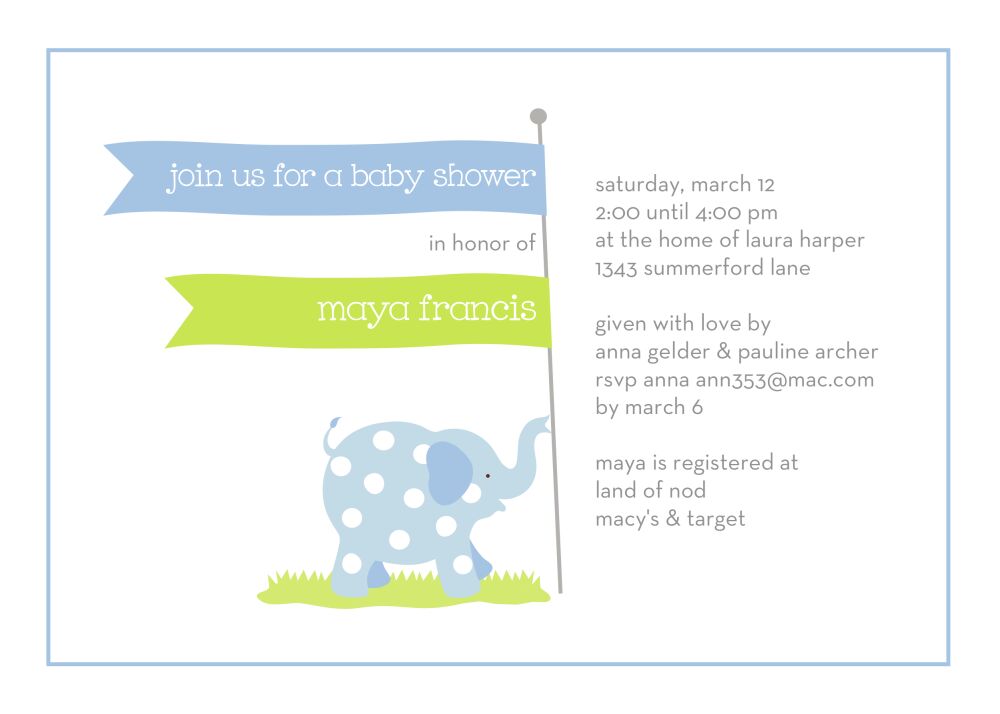 Baby Elephant Blue Flat Card