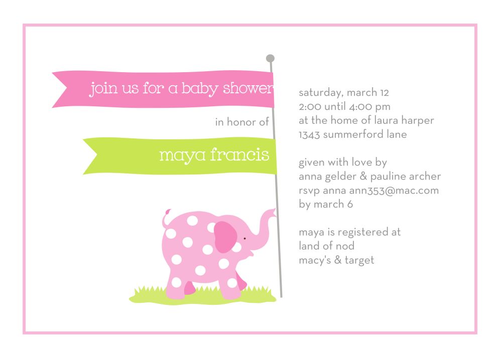 Baby Elephant Pink Flat Card