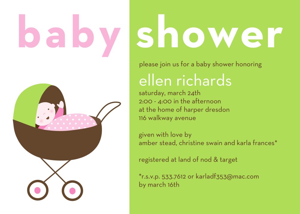 Baby Shower Pink Flat Card