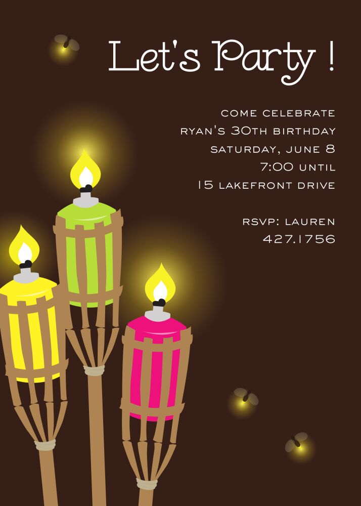 Tiki Torches Party Invitation