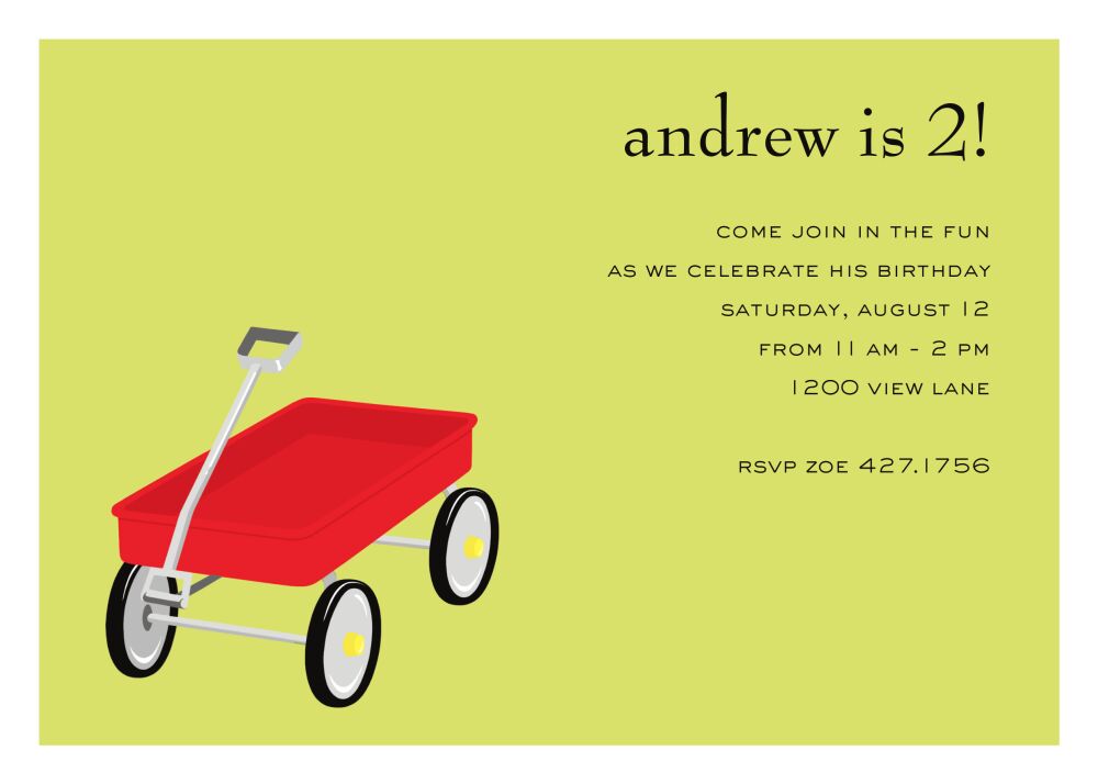Red Wagon Party Party Invitation
