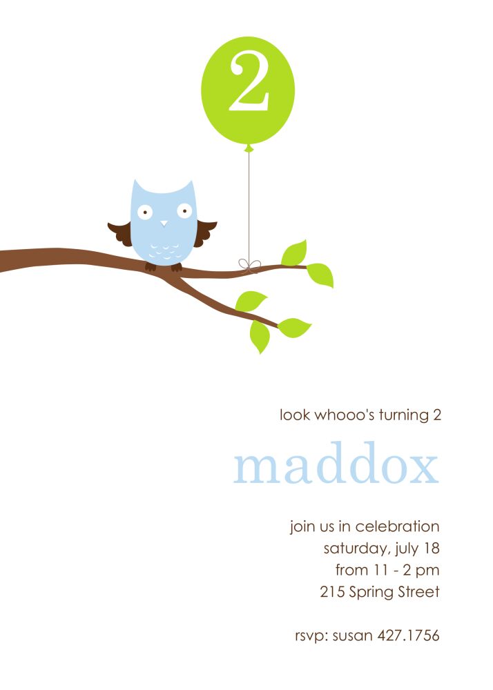 Whooo's Party Blue Party Invitation
