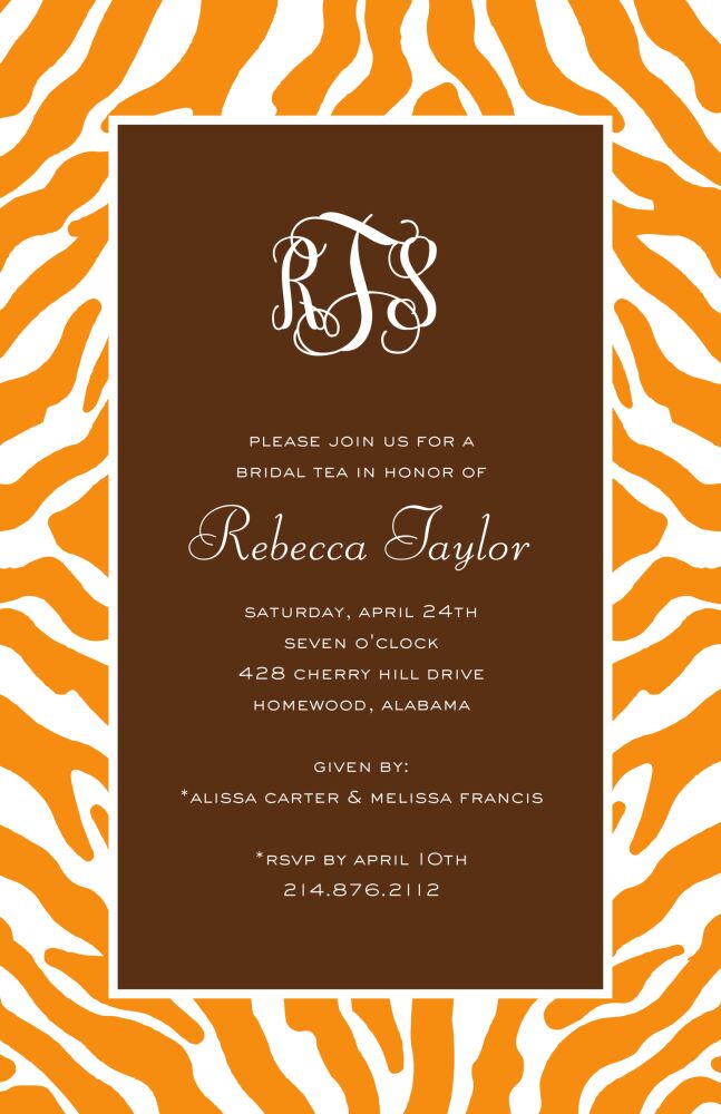 Wild Thang Orange flat card  Invitation