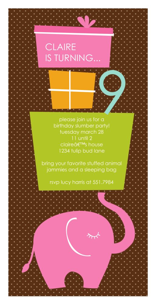 Pink Ele Fun Party Invitation