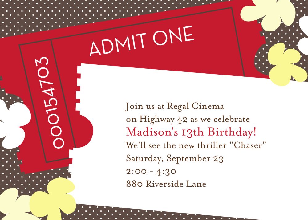 It's Movie Time Party Invitation