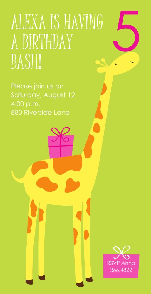 Party Giraffe Pink Party Invitation