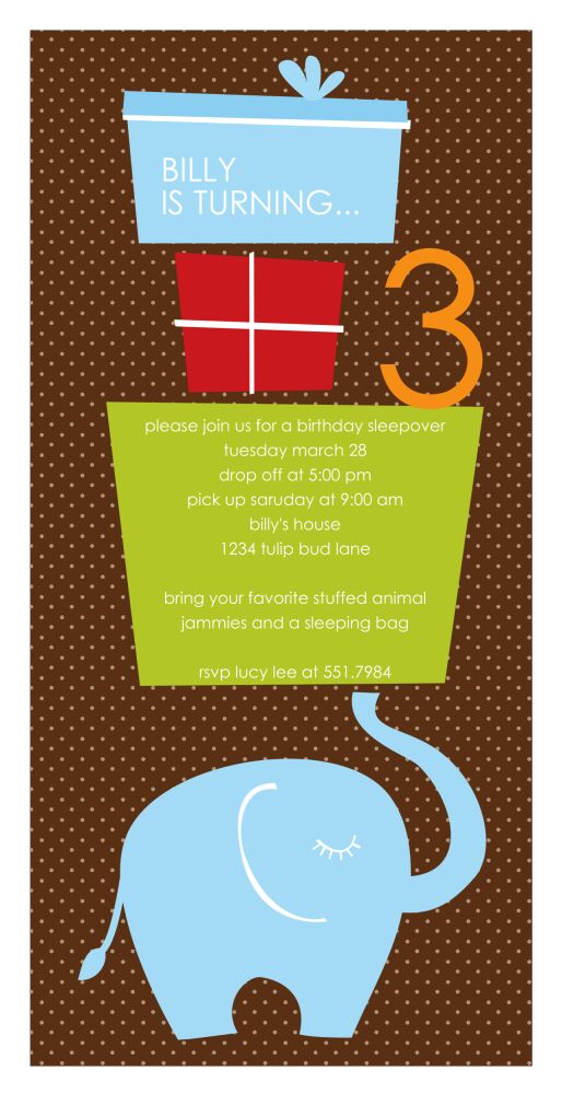 Blue Ele Fun Party Invitation