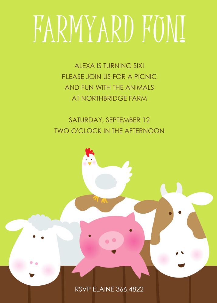 Old MacDonald Party Invitation