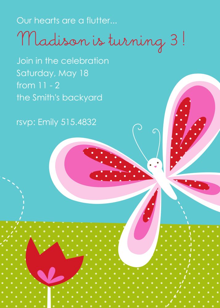 Butterfly Kisses Party Invitation