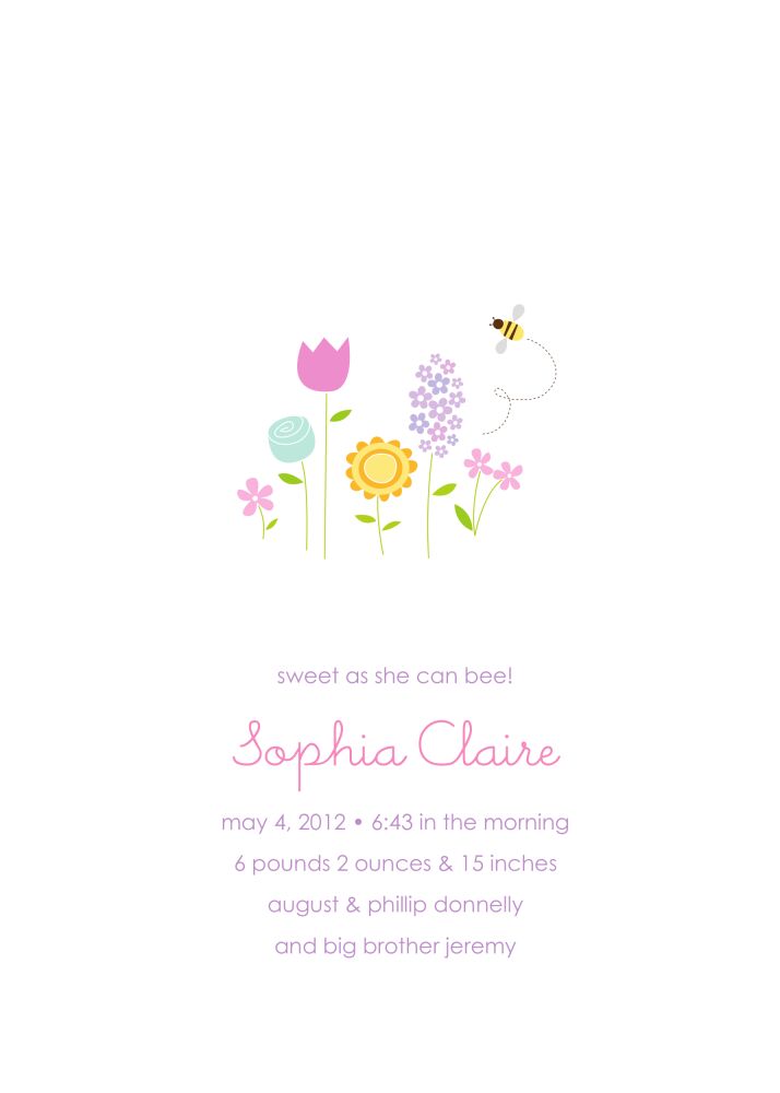 Baby Garden Girl Birth Announcement