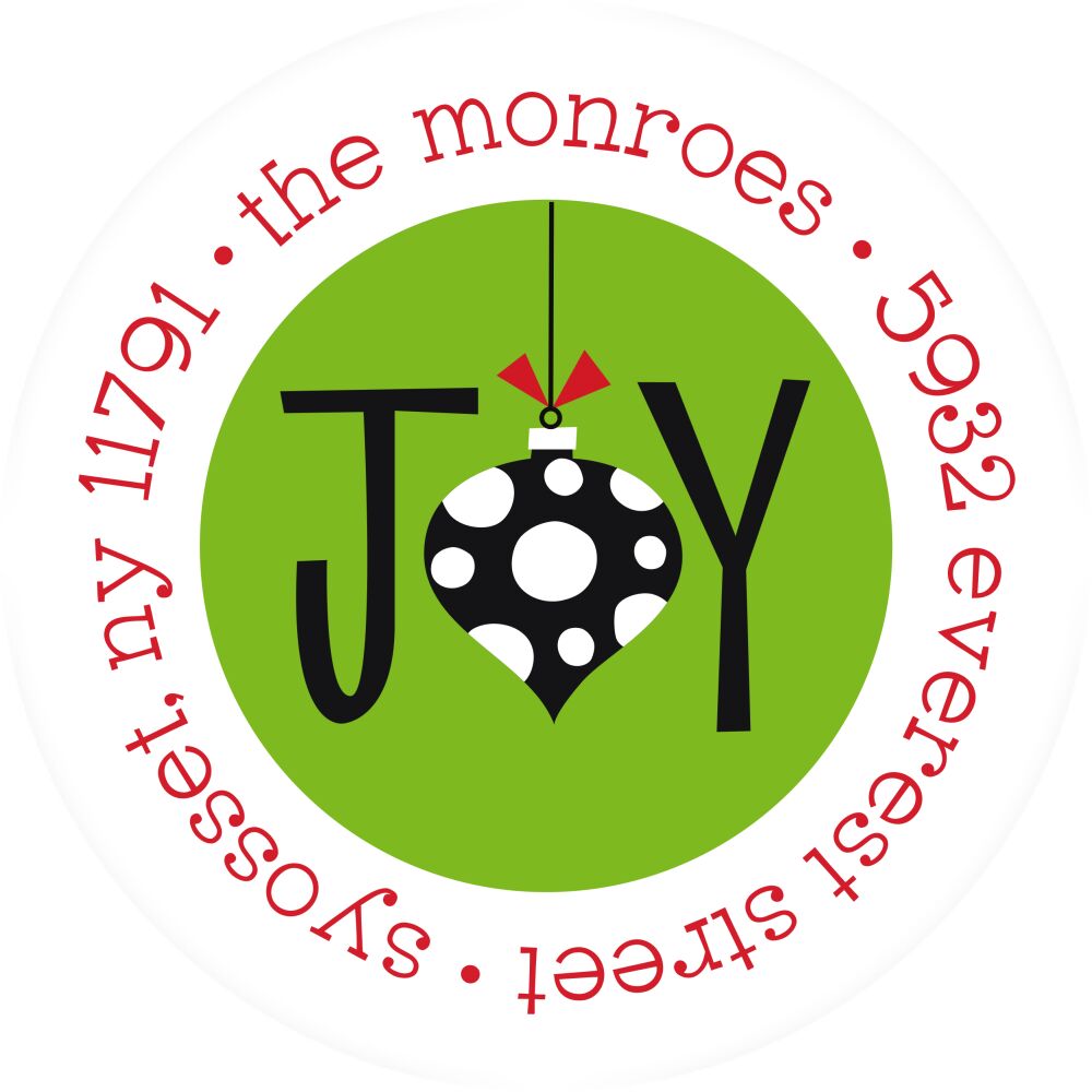Joyful Ornament Round Address Sticky