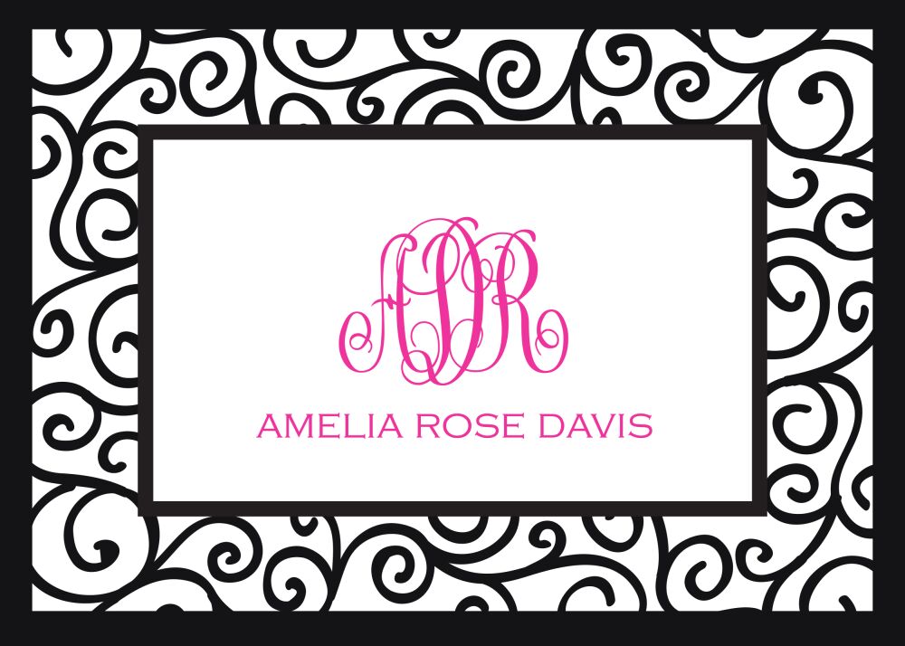 Dancing Vine - Black Folded Enclosure Card 