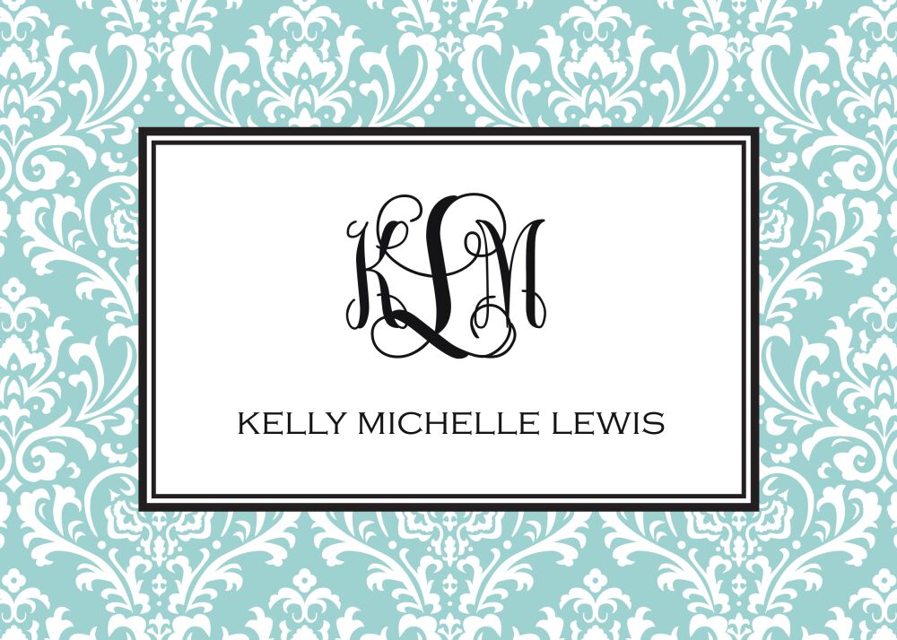 Vintage Damask - Blue Folded Enclosure Card 