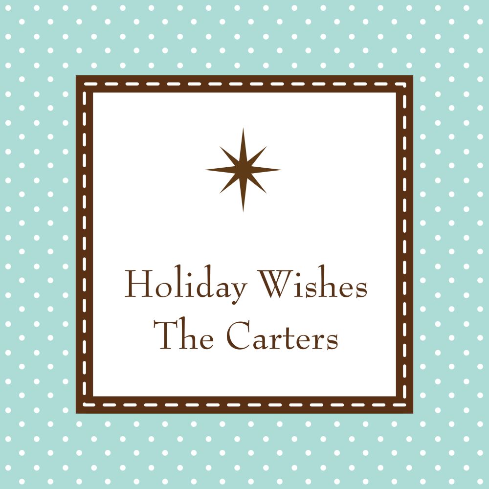 Jolly Holiday - Blue Folded Enclosure Card