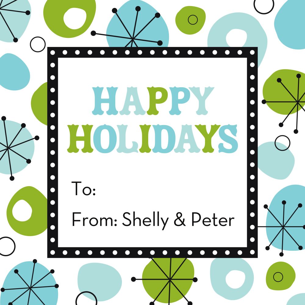 Retro Wishes - Blue Folded Enclosure Card