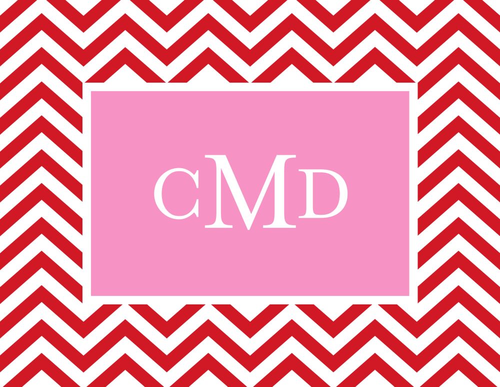 Chevron Stripe - Red Folded Note