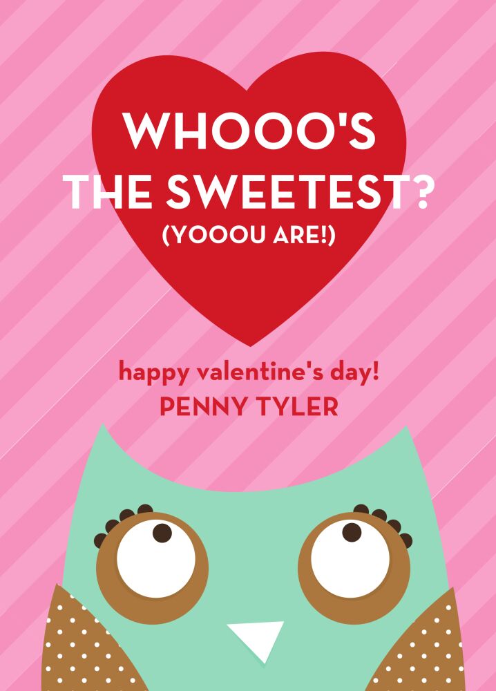Owl Love You Valentine Flat Card