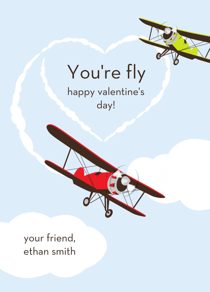 You're Fly Valentine Flat Card