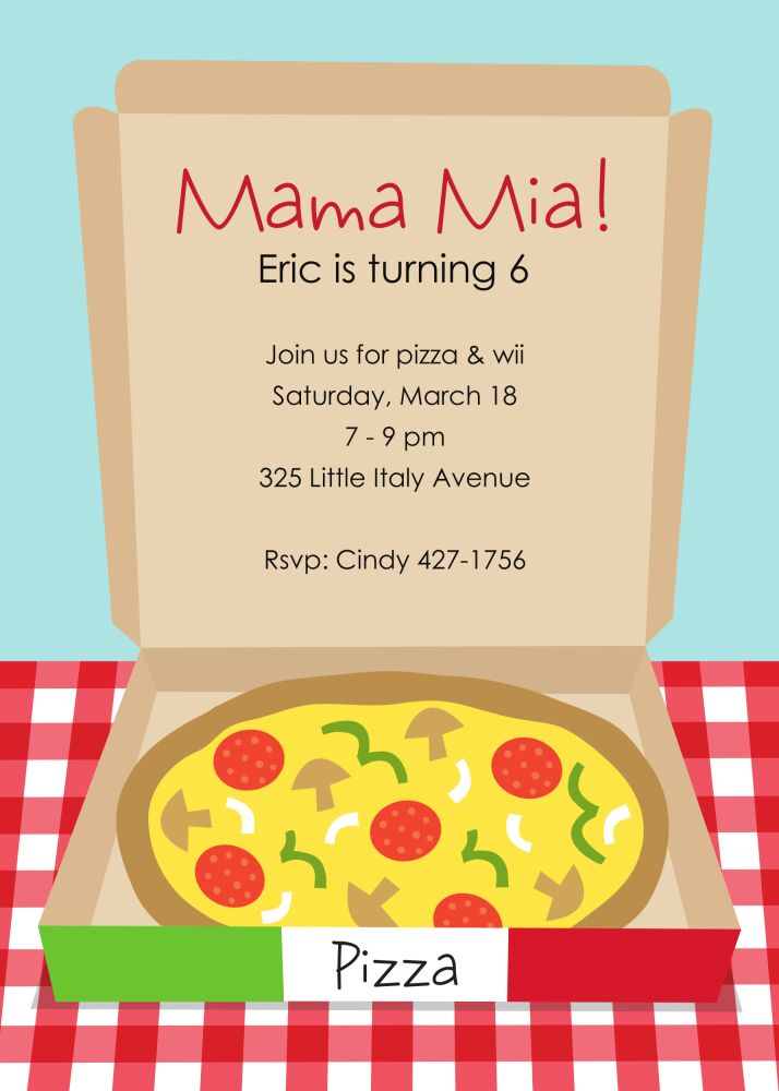 Mama Mia! Pizza Party Invitation