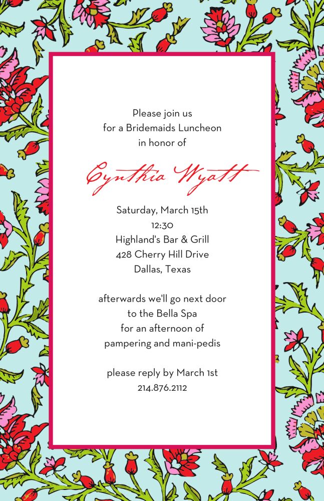 Scarlett's Room - Aqua Invitation