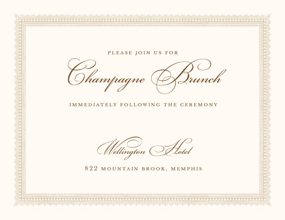 Elegant Border Reception Card on White Eggshell (cream)