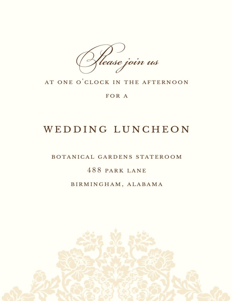 Wedding Bliss Reception Card on White Eggshell (cream)