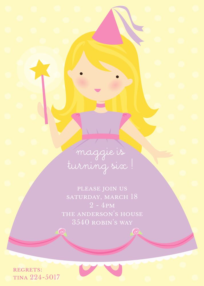 Pretty Princess Blonde Party Invitation